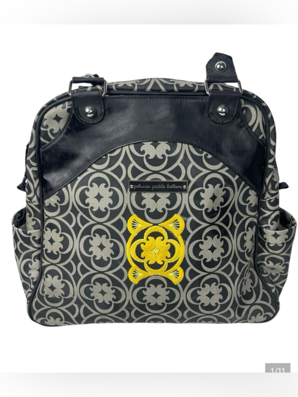 Petunia Pickle Bottom Baby Diaper Bag Black Grey - Picture 11 of 11